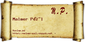 Malmer Pál névjegykártya